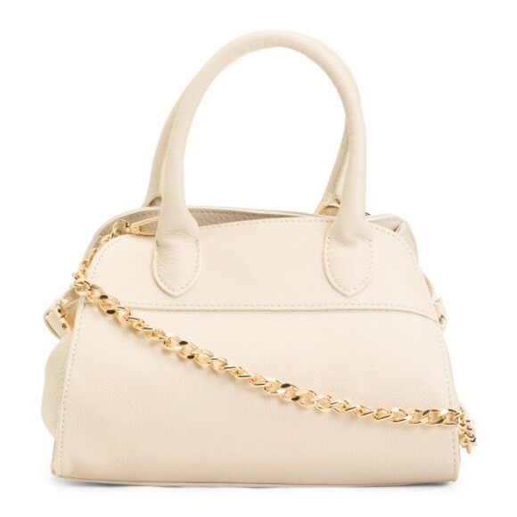 DIVINA FIRENZE Made In Italy Leather Small Dome Satchel With Crossbody Strap - Picture 1 of 3